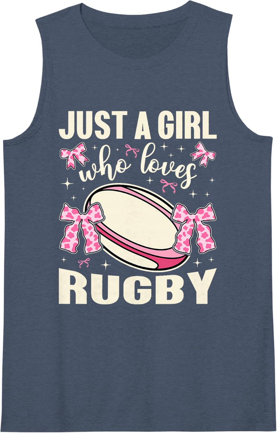 Women's Just A Girl Who Loves Rugby Lover Player Teen Girls Kids Sleeveless Tank Top - Navy Blue