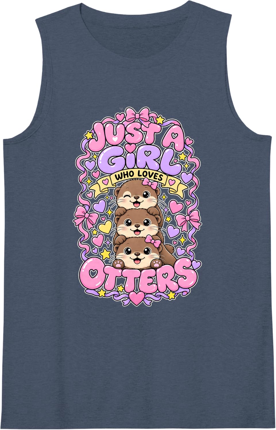Women's Just A Girl Who Loves Otters Funny Otter Love Girl Sleeveless Tank Top - Navy Blue