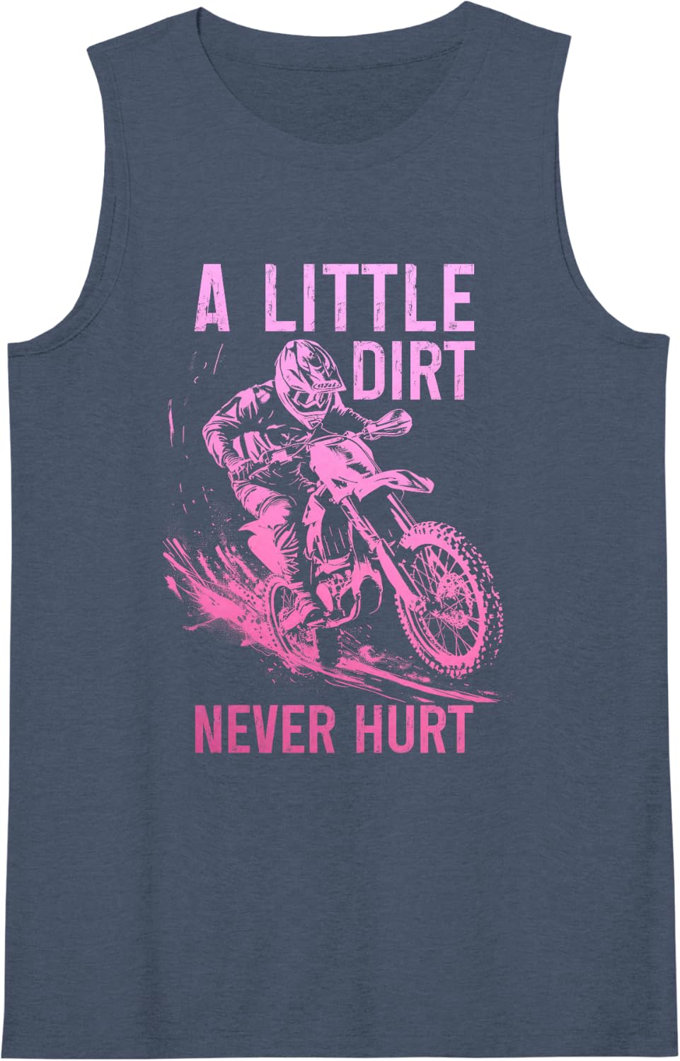 Women's Dirt Bike Motocross Racing Girls MX Biker Pink Sleeveless Tank Top - Navy Blue