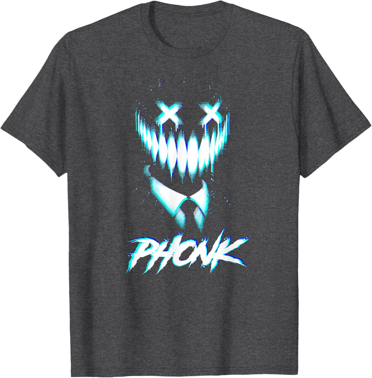 PHONK Music EDM techno glitchy creepy troll meme sigma phonk T-Shirt - Dark Heather Grey