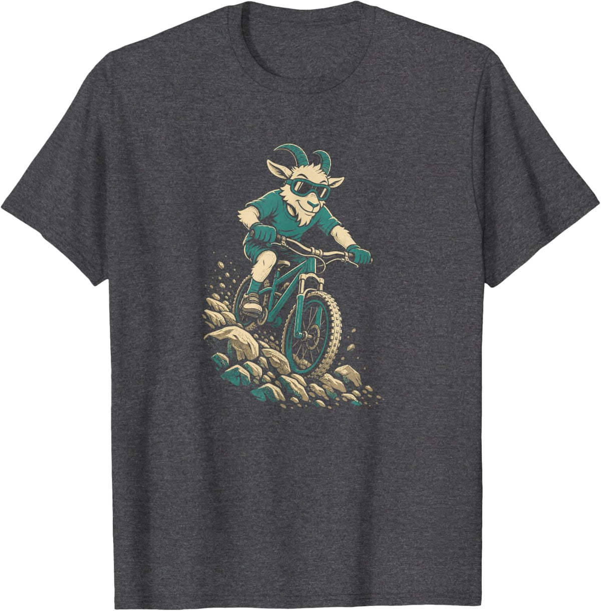 Mountain Bike Goat Downhill Trail Rider Men Women T-Shirt - Dark Heather Grey