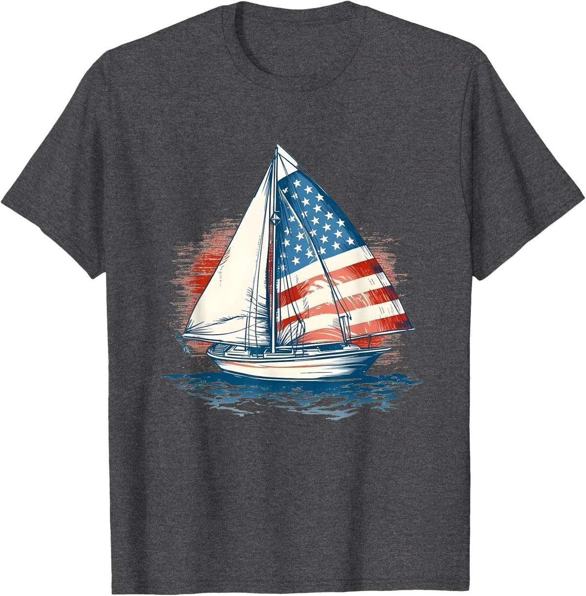 Veterans day, 4th of July patriotic sailboat usa flag Women Men T-Shirt - Dark Heather Grey