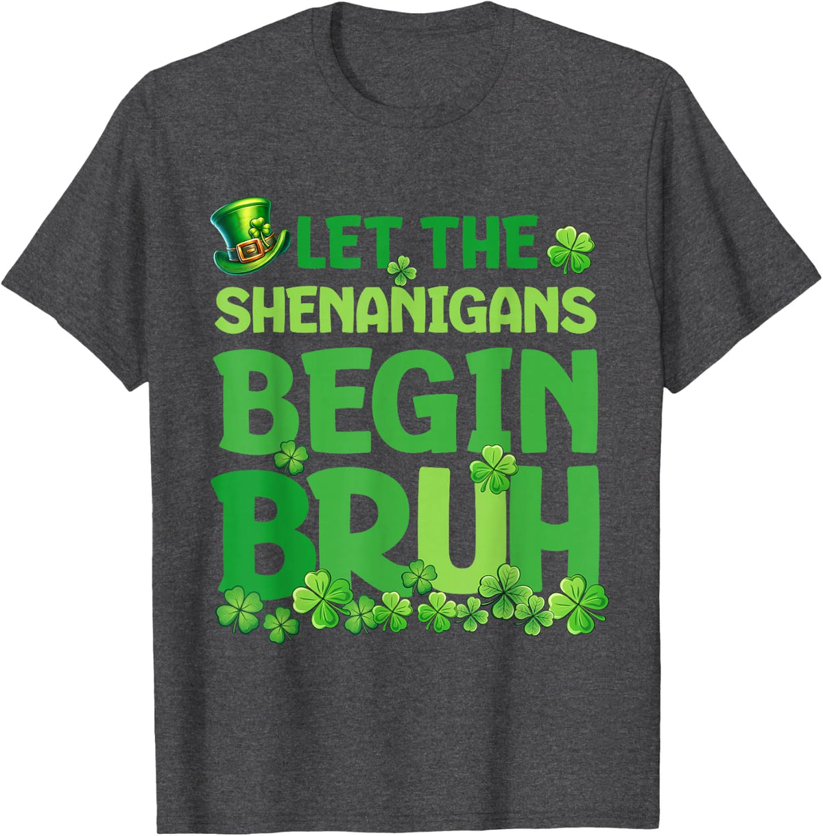 Bruh St Patricks Day Shenanigans Kids Saint Patricks Day T-Shirt - Dark Heather Grey