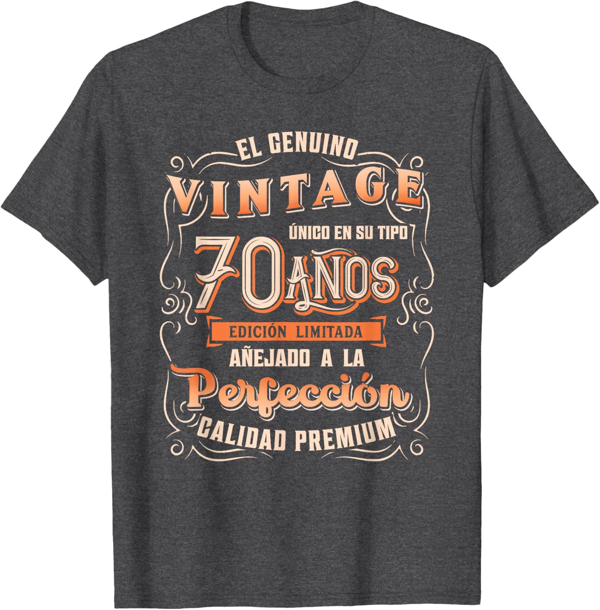 Playera Cumpleaños 70 70th Birthday gift for Men in Spanish T-Shirt - Dark Heather Grey
