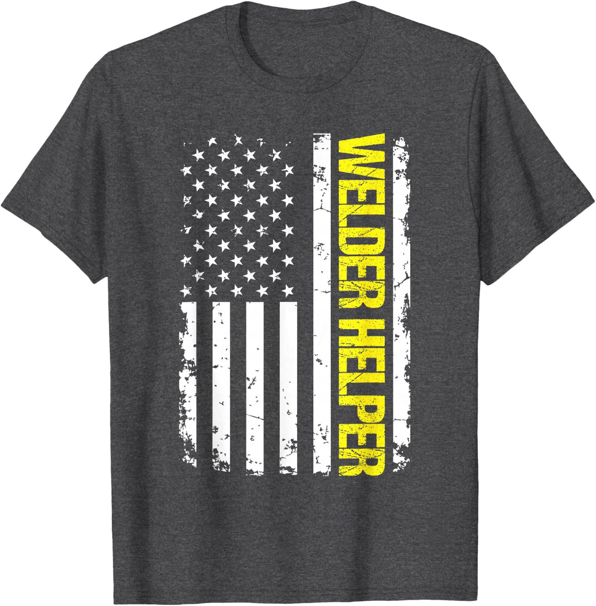 Welder Helper USA Flag T-Shirt - Dark Heather Grey