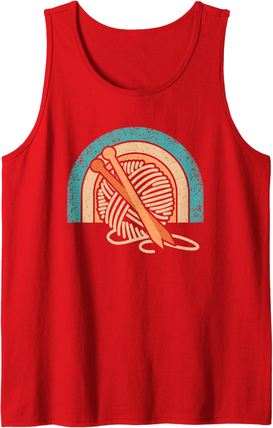 Retro Knitting Lover Vintage Knit Knitter Yarn Men Tank Top - Red