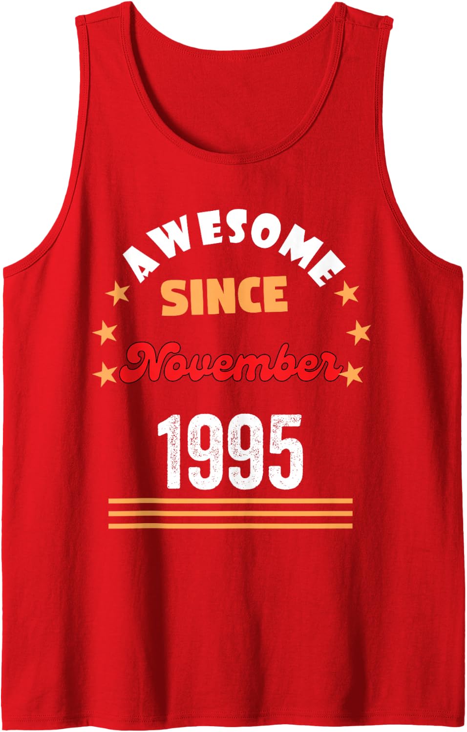 Men's November 1995 Birthday Awesome Since 1995 November Vintage Sleeveless Tank Top - Red