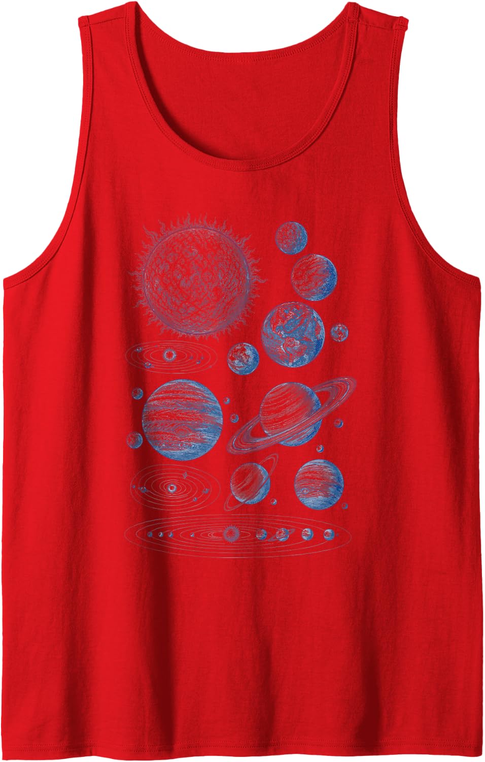 Planets Vintage Chart Collection Astronomy Sleeveless Tank Top - Red