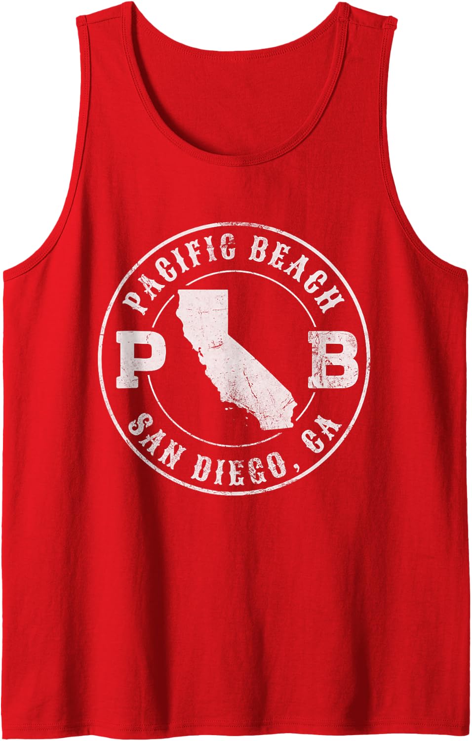 Pacific Beach PB San Diego CA California Grunge Tank Top - Red