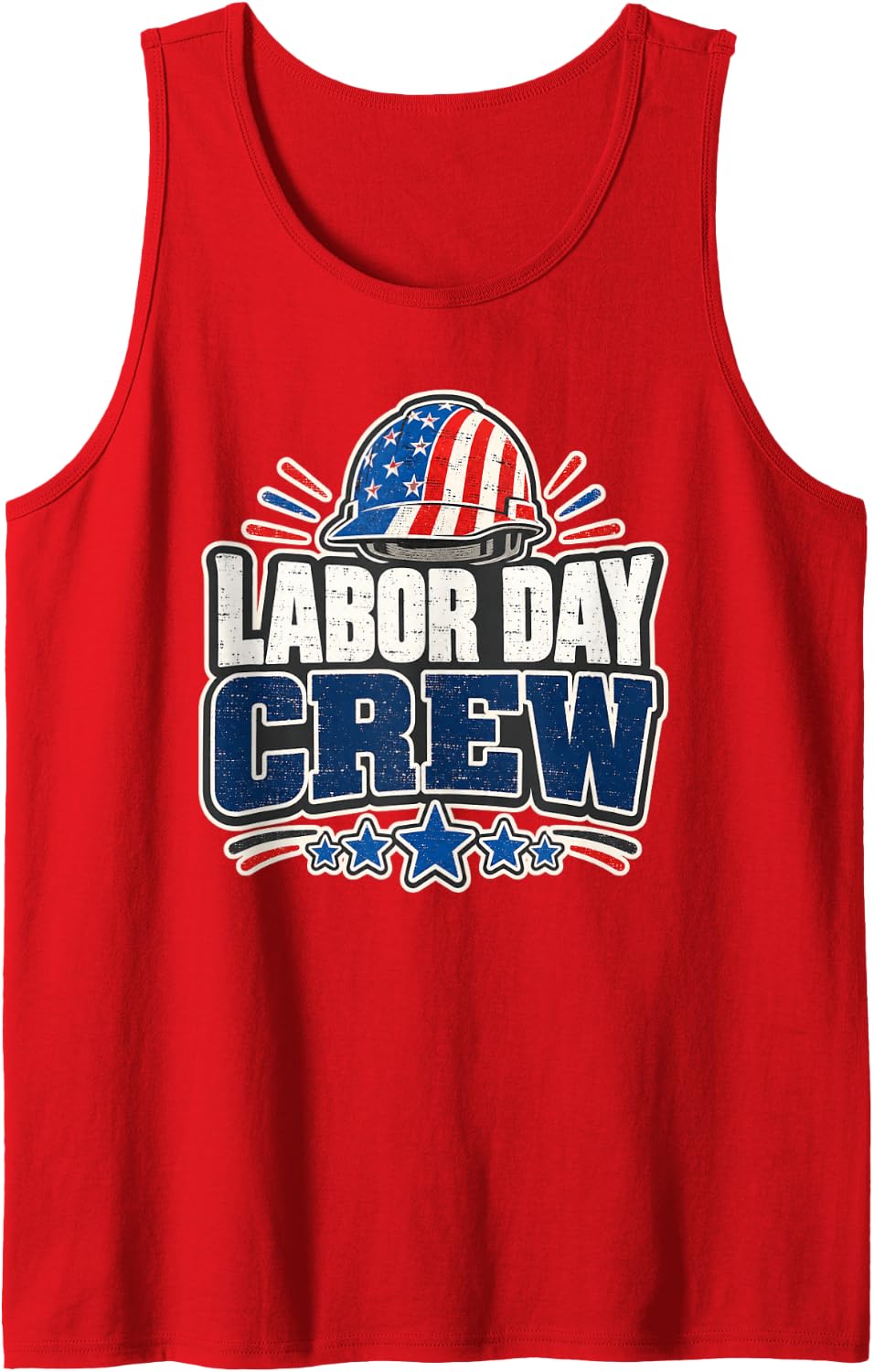 Labor Day Crew Patriotic USA Hard Hat Tank Top - Red