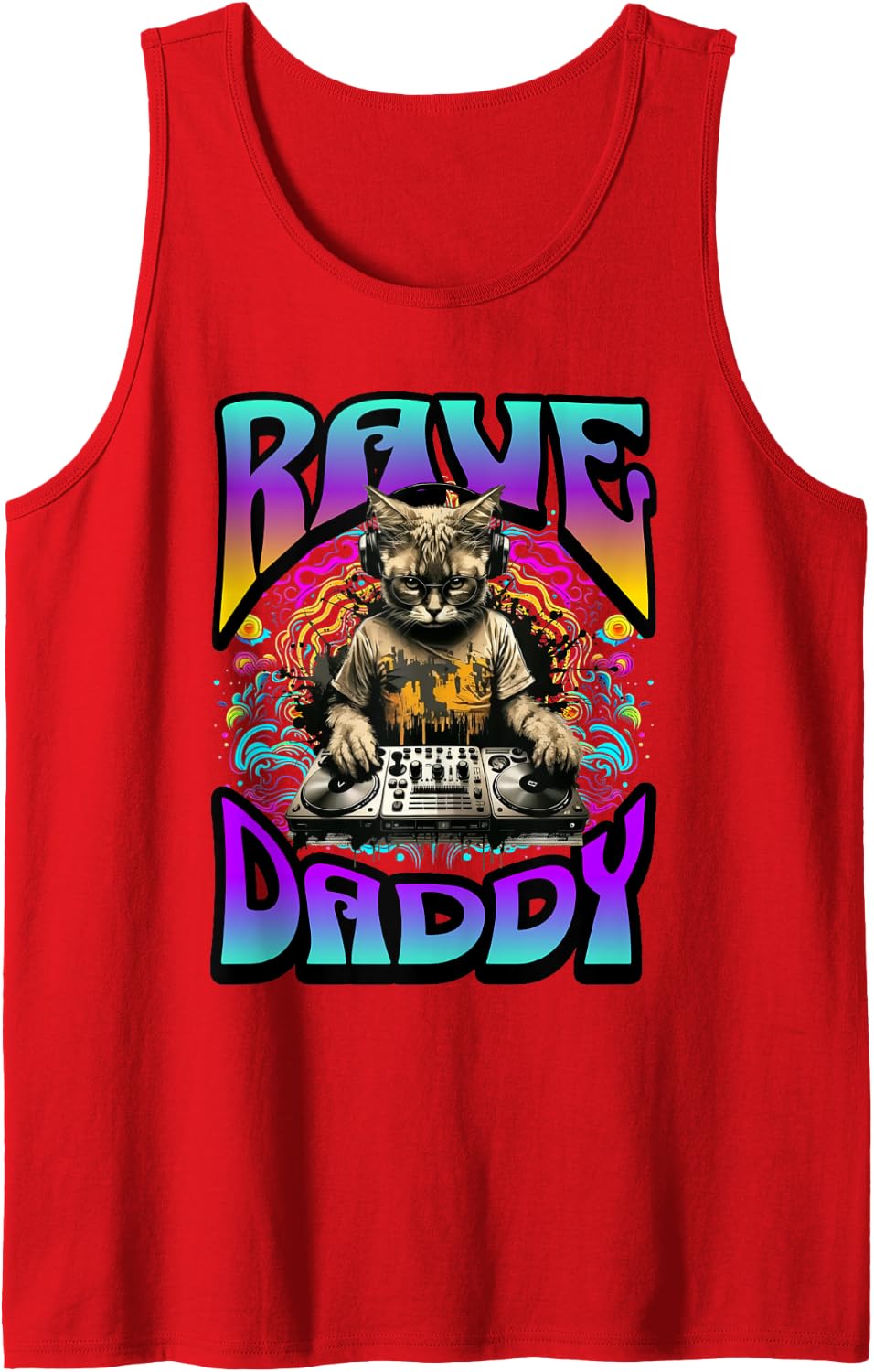 Rave Daddy EDM and Raving Father Music Festivals Electro DJ Tank Top - Red