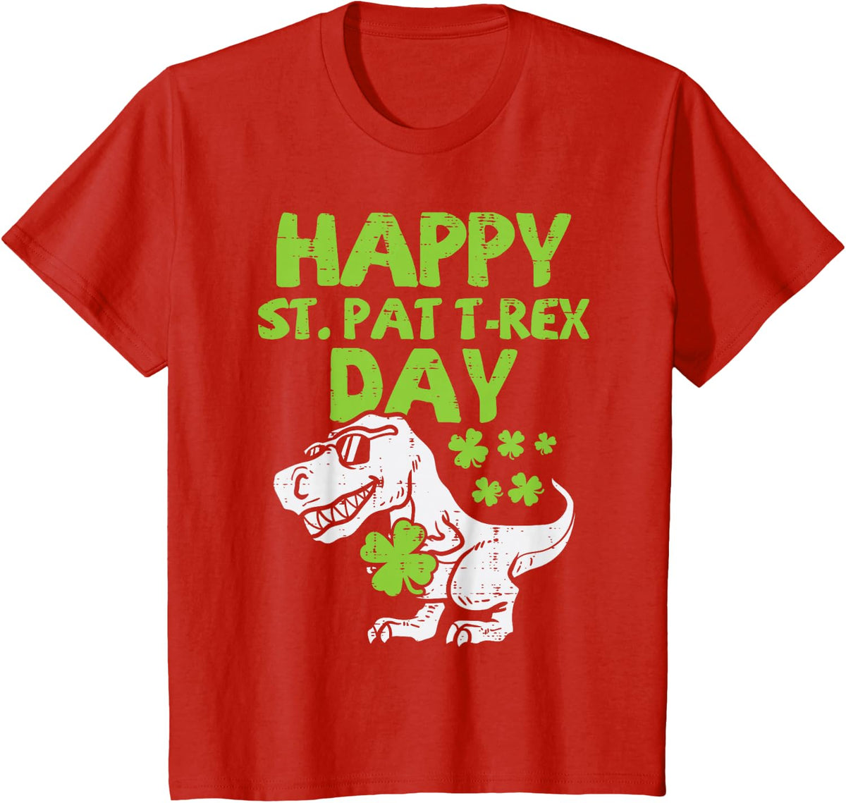 Kids Happy St Pat Trex Day Dino St Patricks Day Toddler Boys Gift T-Shirt - Red