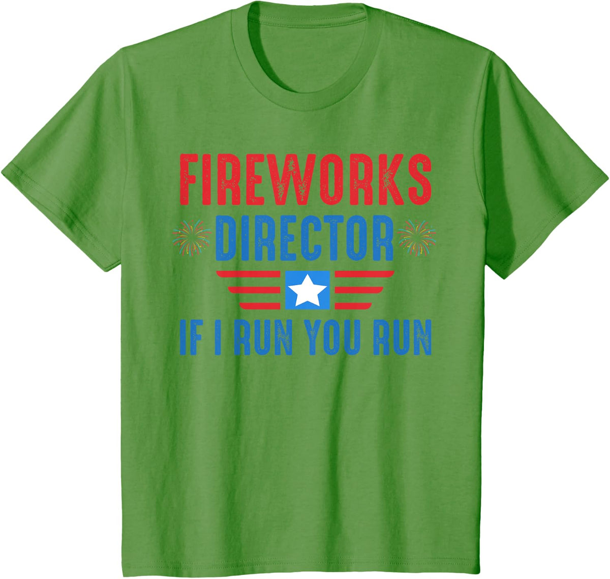 Retro 4th Of July Fireworks Director I Run You Run Men, Kids T-Shirt - Grass Green