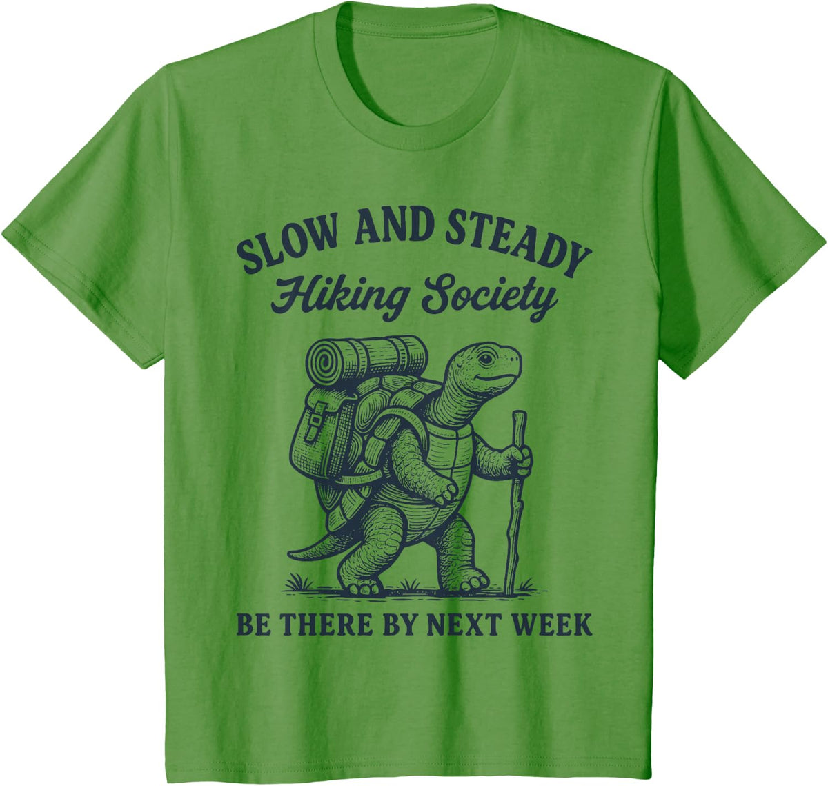 Hiker Slow and Steady Hiking Society Turtle Men Women Hiking T-Shirt - Grass Green