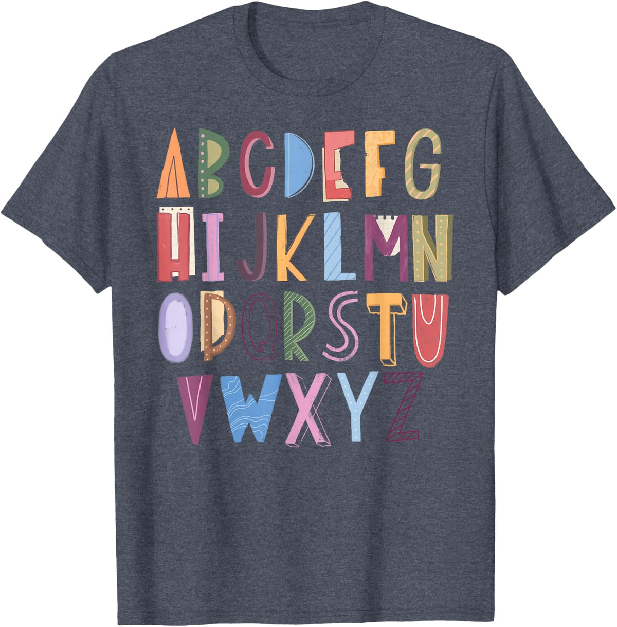 Alphabet ABC Letters Learning School Kindergarten Preschool T-Shirt - Heather Blue