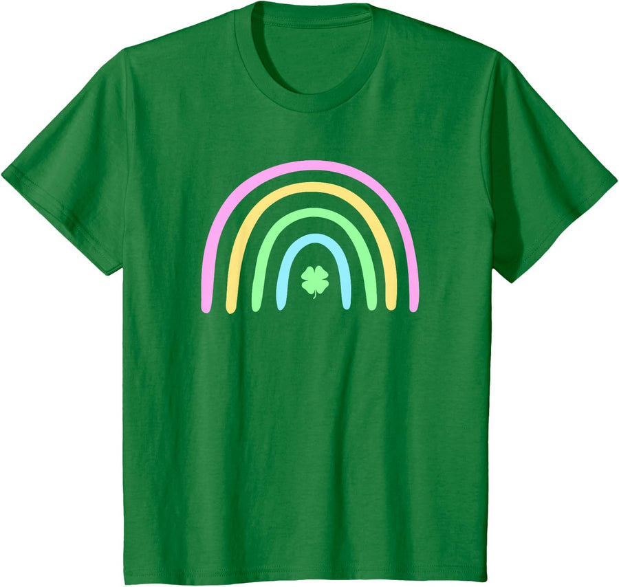 Four Leaf Clover Rainbow St Patrick's Day T-Shirt - Kelly Green