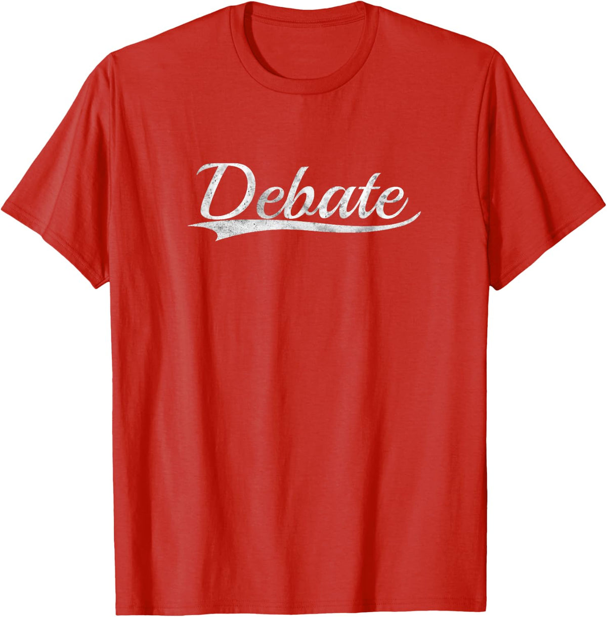 Debate Vintage Inspired Throwback Varsity Classic Design T-Shirt - Red