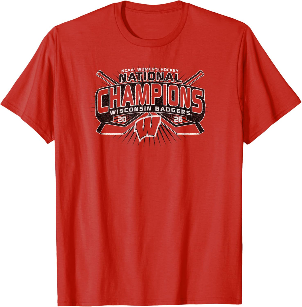 Wisconsin Badgers National Champs Women's Hockey 2026 Red T-Shirt - Red