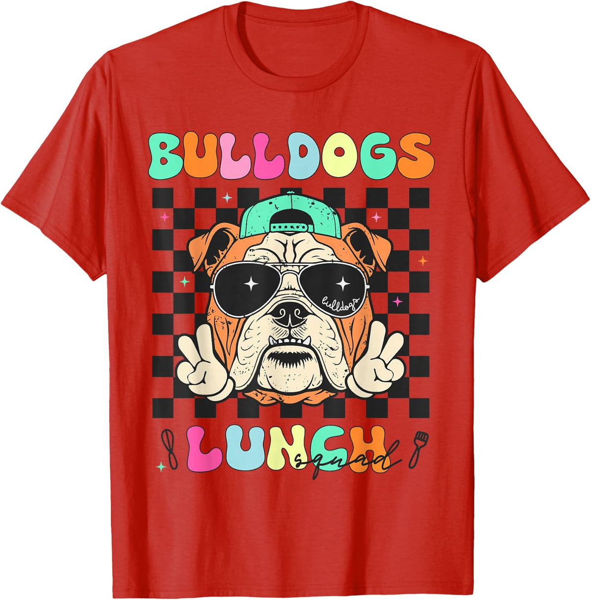 Lunch Squad Back to School Bulldogs Lunch Ladies Crew Women T-Shirt - Red