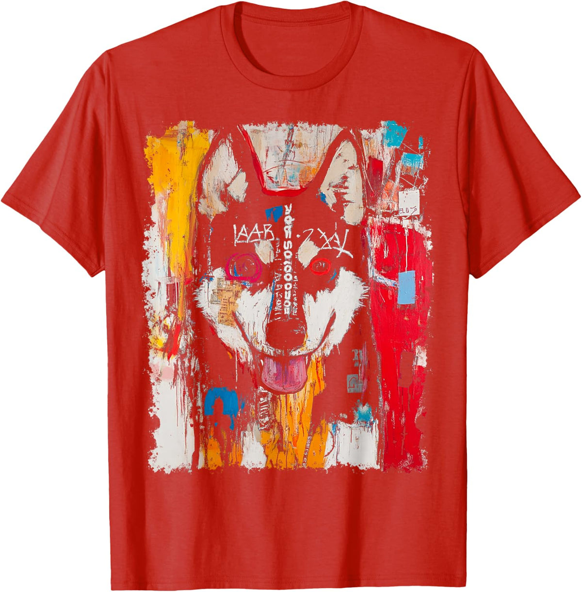 Animal Pop Art Design With A Dog On It Men's Graffiti T-Shirt - Red