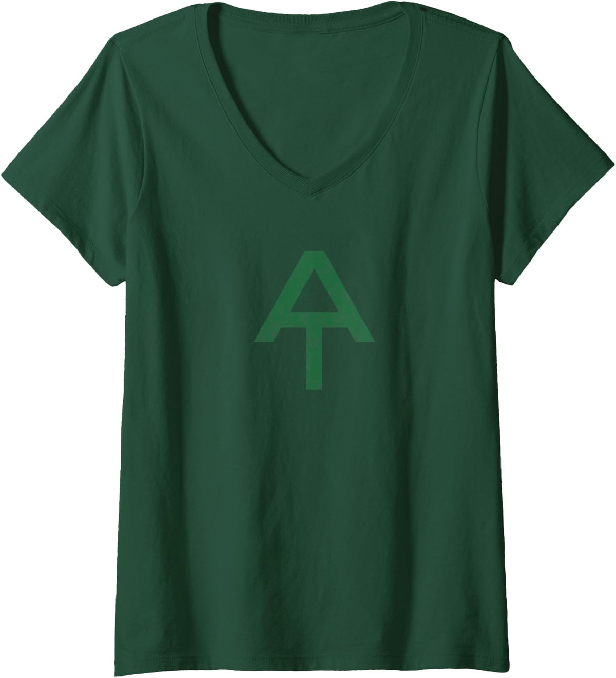 Womens Classic Vintage Grunge AT Logo Appalachian Trail Marker V-Neck T-Shirt - Dark Green