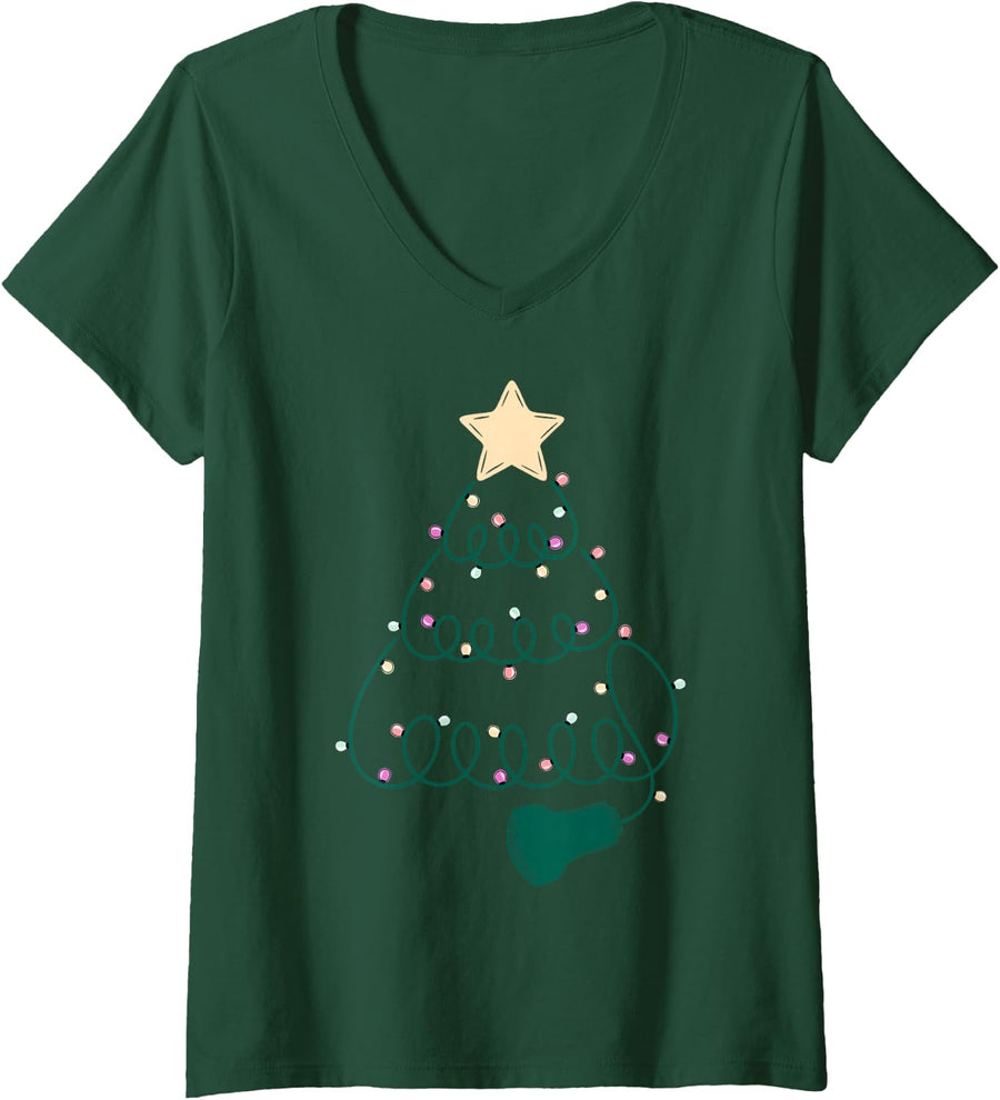 Women's Sonographer Christmas Tree Ultrasound MFM Sonography Tech V-Neck T-Shirt - Dark Green