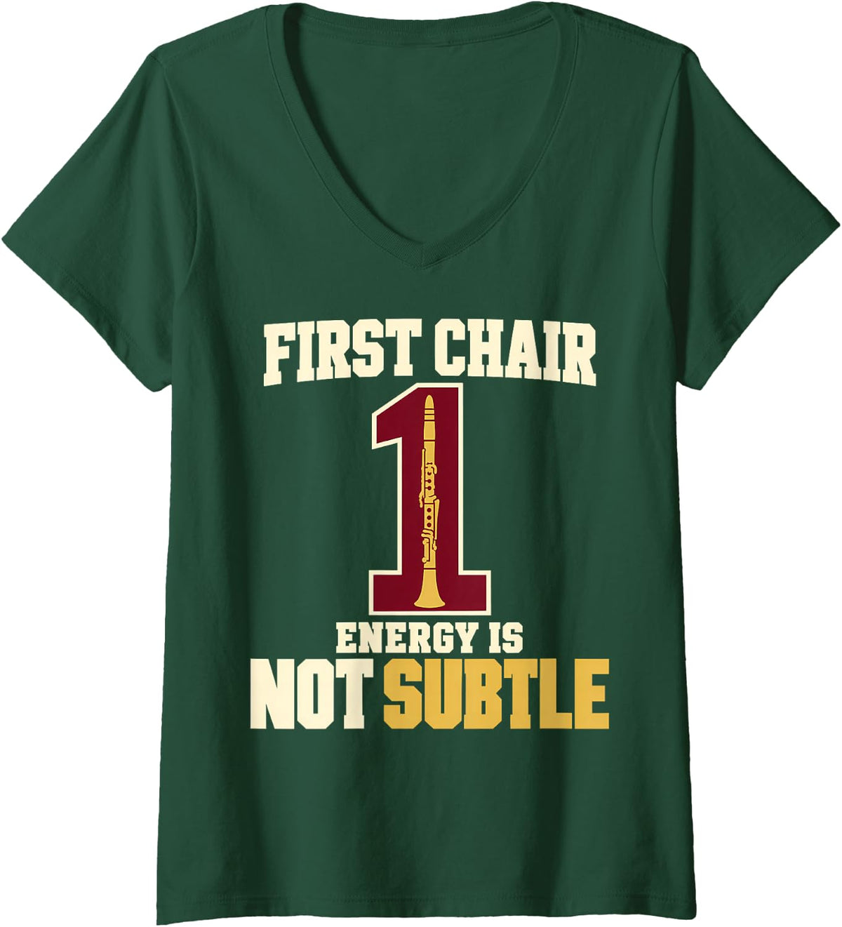 Women's Clarinet Player Bass Clarinet Musician Band Gift V-Neck T-Shirt - Dark Green