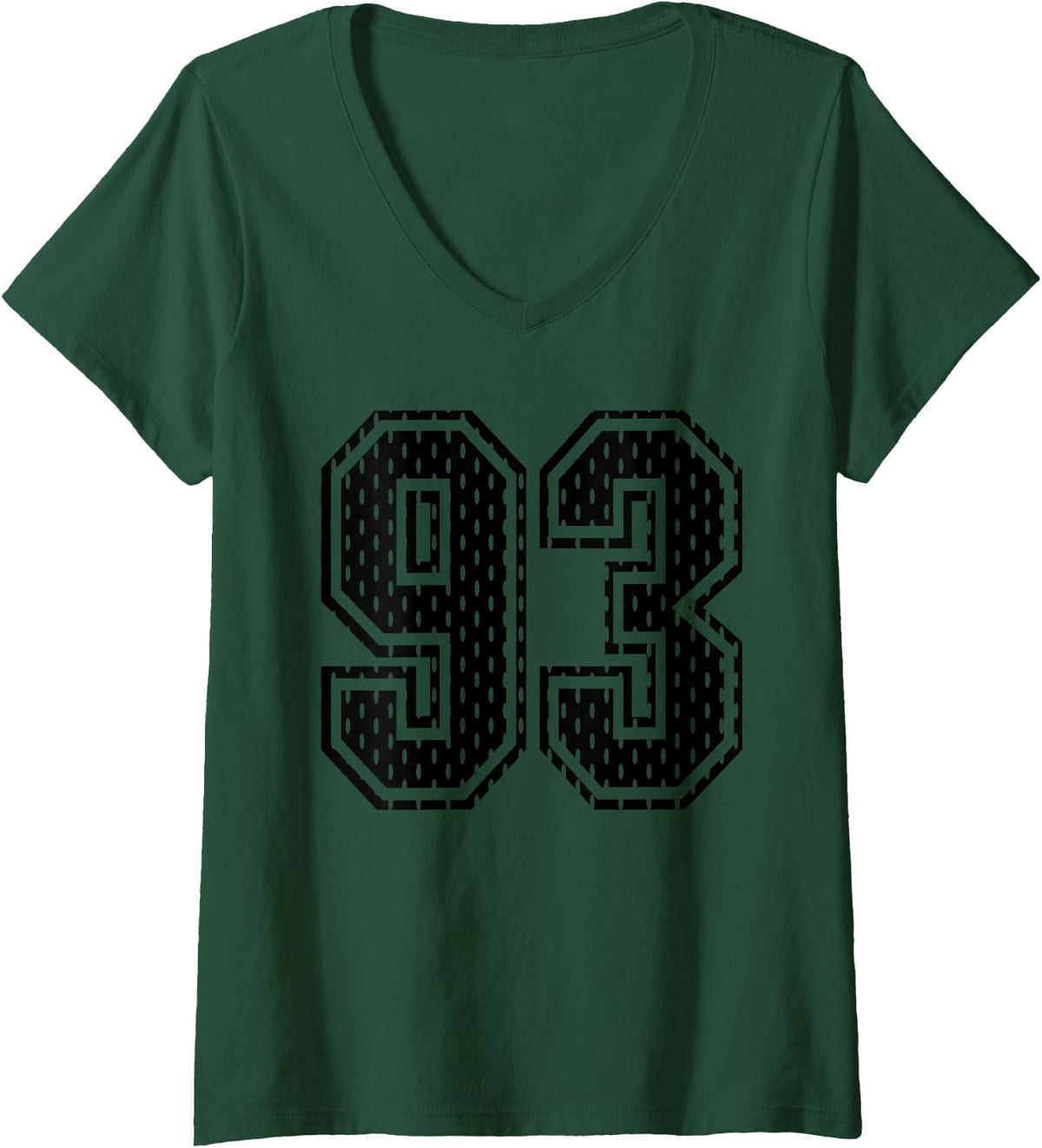 Women's Black Number 93 Sports Fan #93 Jersey Shirt Team Player V-Neck T-Shirt - Dark Green