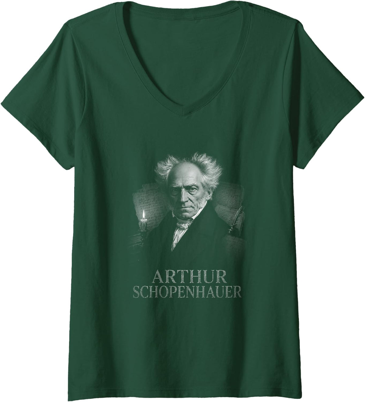 Women's Arthur Schopenhauer German Philosopher Quotes V-Neck T-Shirt - Dark Green