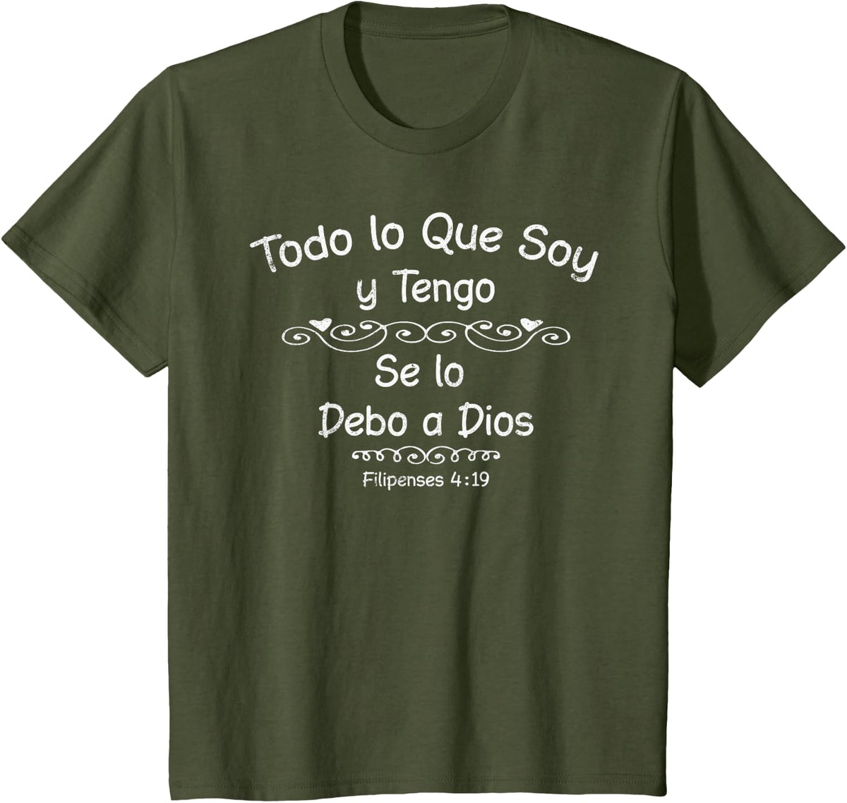 Camisas Cristianas Espanolas con Dichos Sobre Dios T-Shirt - Olive Green