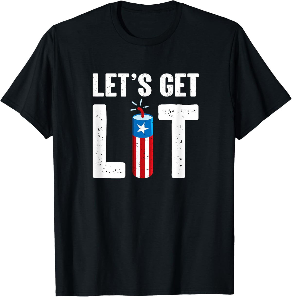 Let's Get Lit Funny July 4th Fireworks T-Shirt - Black