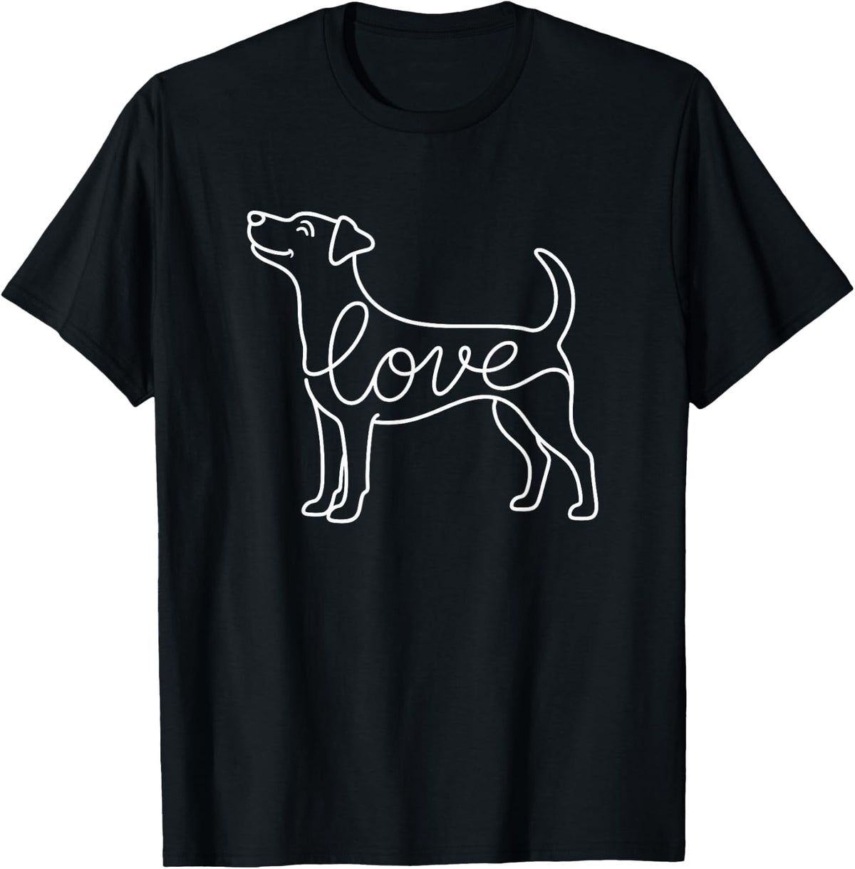 Russell Terrier Minimalist Line Art Love Lover T-Shirt - Black