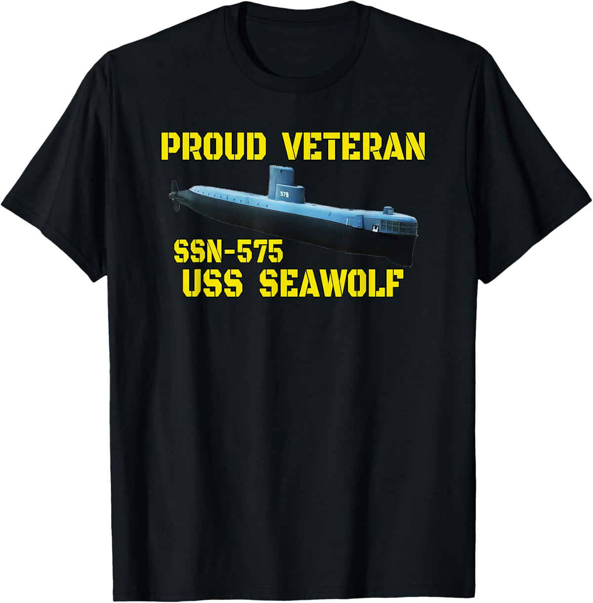 USS Seawolf SSN-575 Submarine Veterans Day Father Grandpa T-Shirt - Black