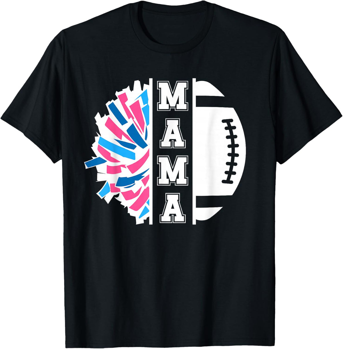 Football And Cheer Mama Proud Football And Cheerleading Mom T-Shirt - Black