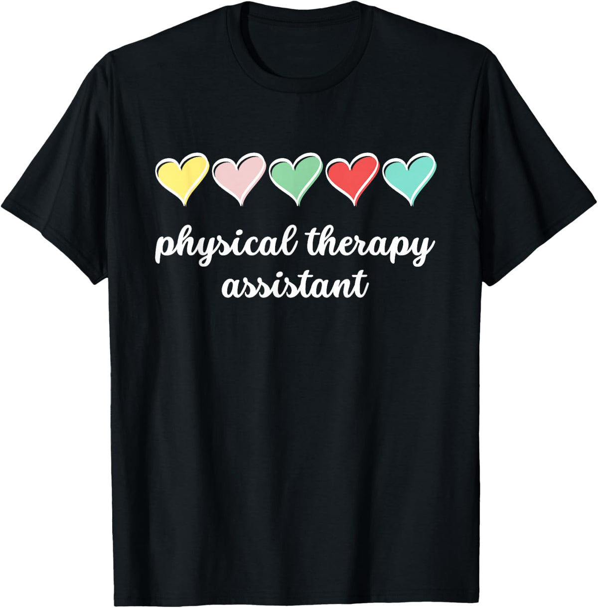 PTA Physical Therapy Assistant Physical Therapist Hearts T-Shirt - Black