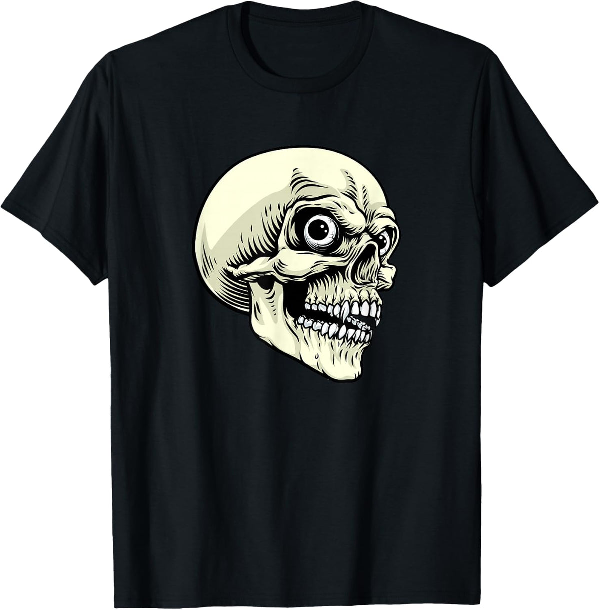 Grim Reaper Skull Horror Skeleton Scary Halloween Design T-Shirt - Black