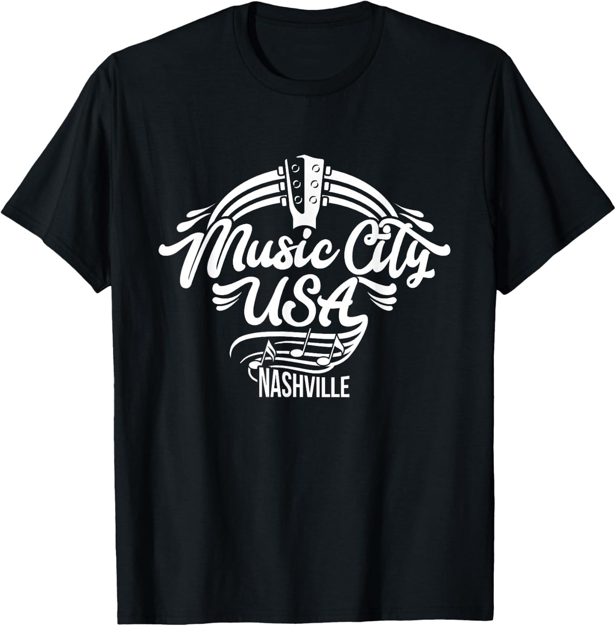 Music City USA Nashville | Retro T-Shirt T-Shirt - Black