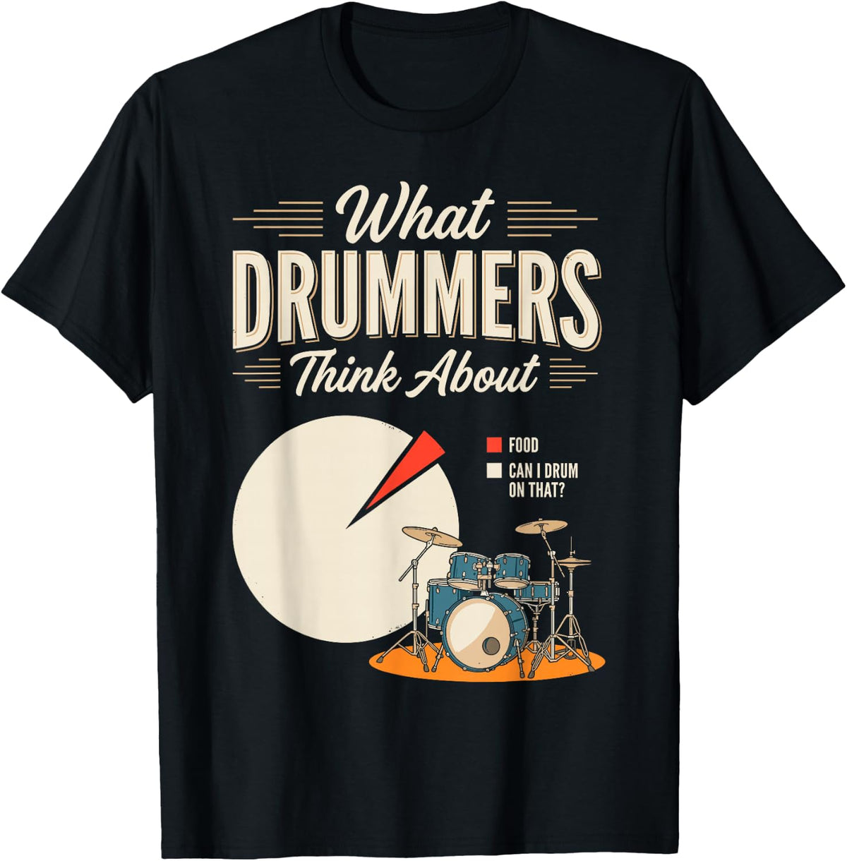 What Drummers Think About Joke Tee Can I Drum on that? Food T-Shirt - Black