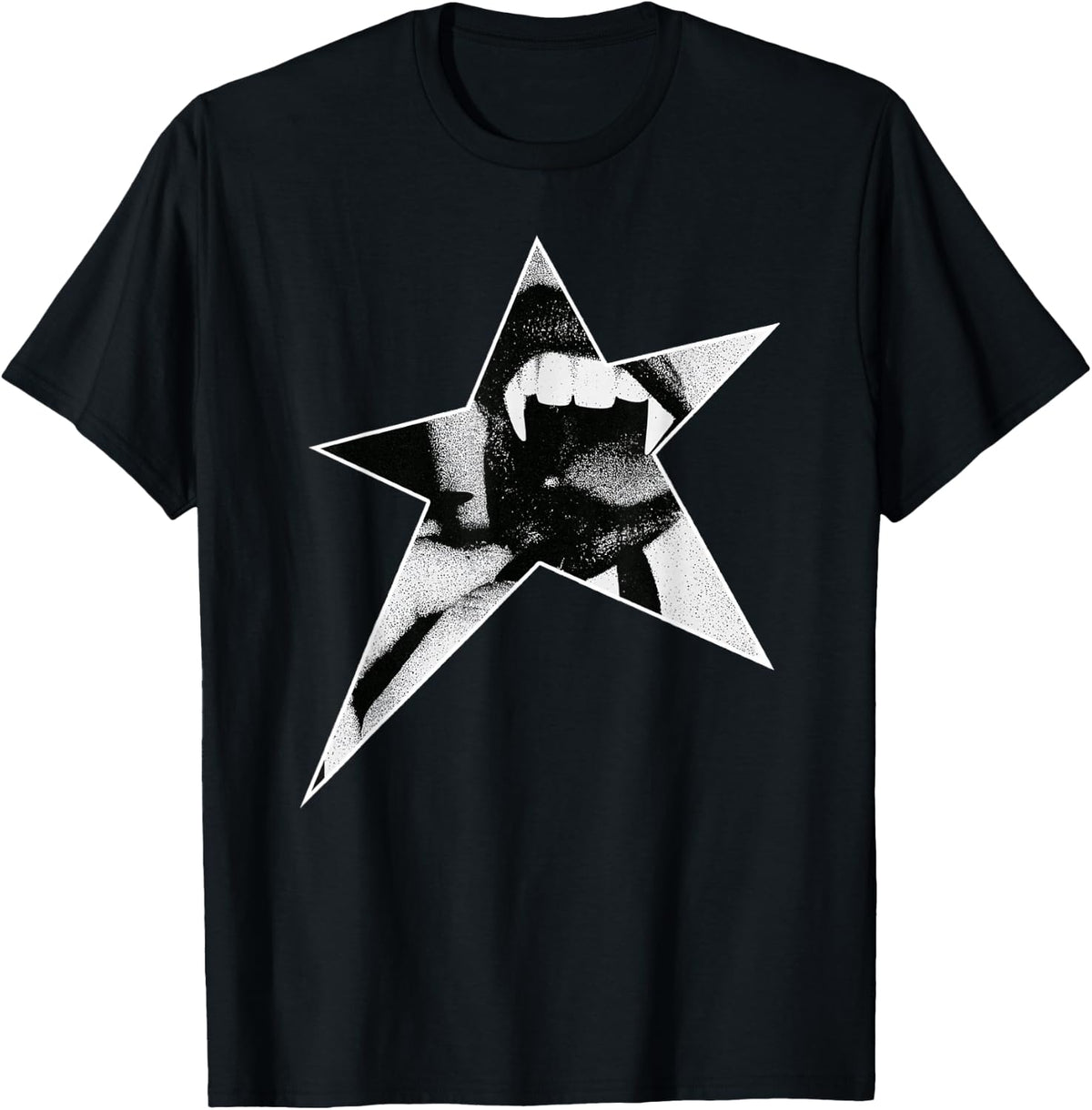 Y2K Skull Star Grunge Punk Alt Rock Edgy Goth Emo Aesthetic T-Shirt - Black