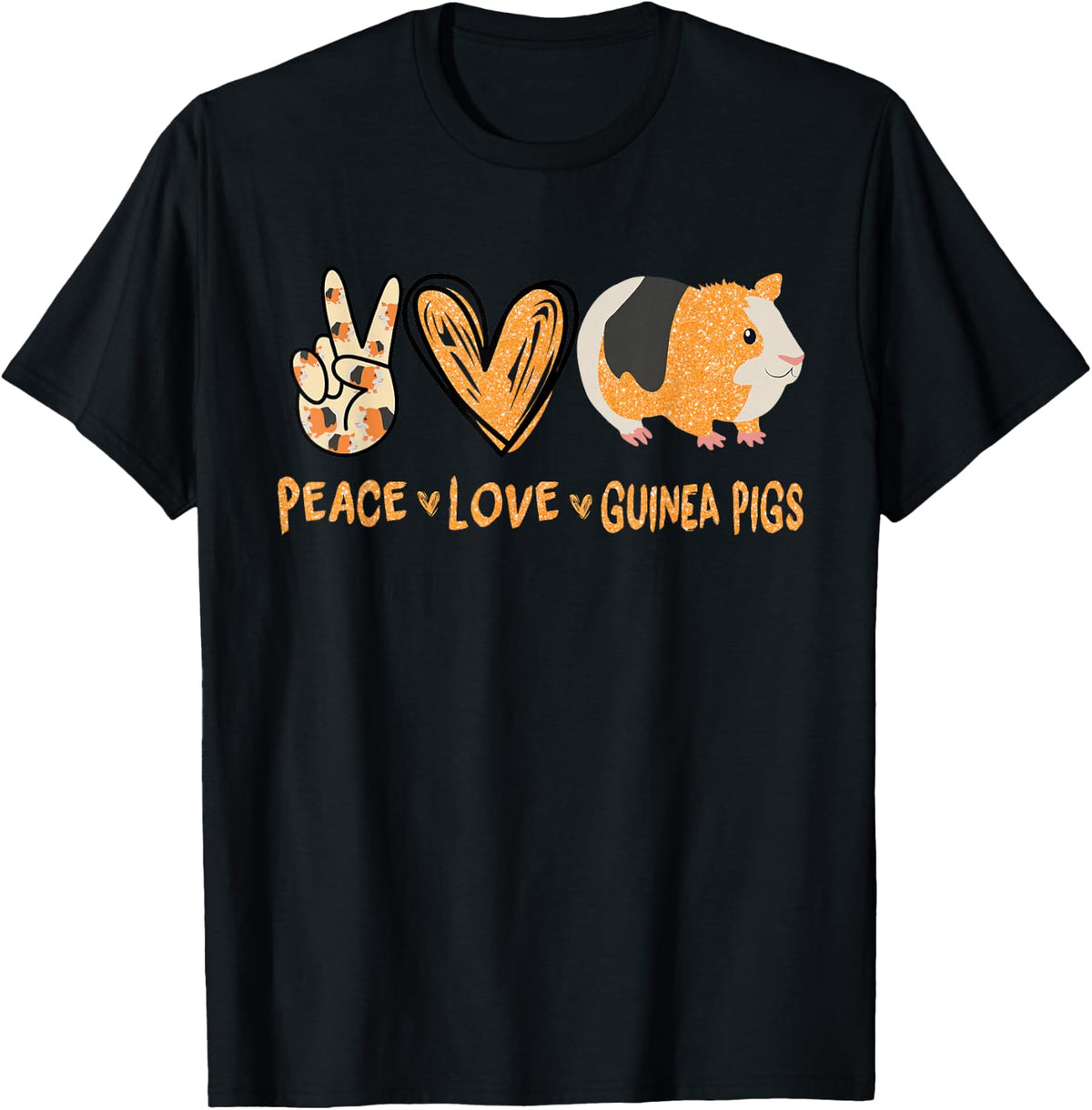 Peace Love Guinea Pigs Cute Guinea Pig Lover T-Shirt - Black