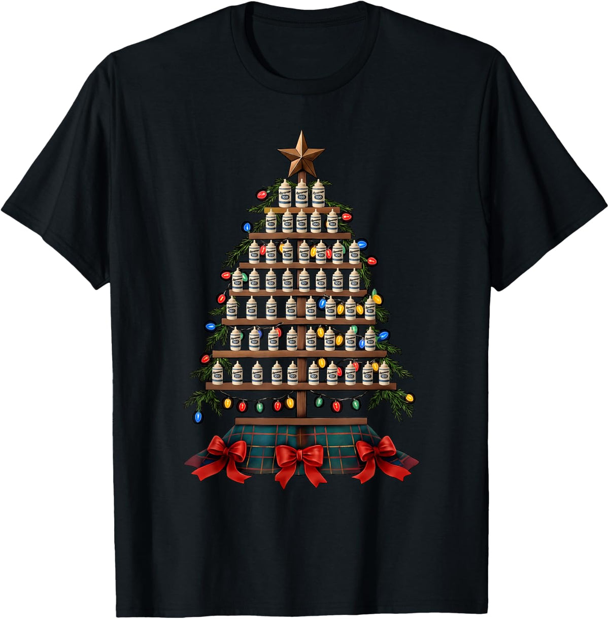 Ultrasound Tech Christmas Tree Sonographer MFM Xmas Party T-Shirt - Black