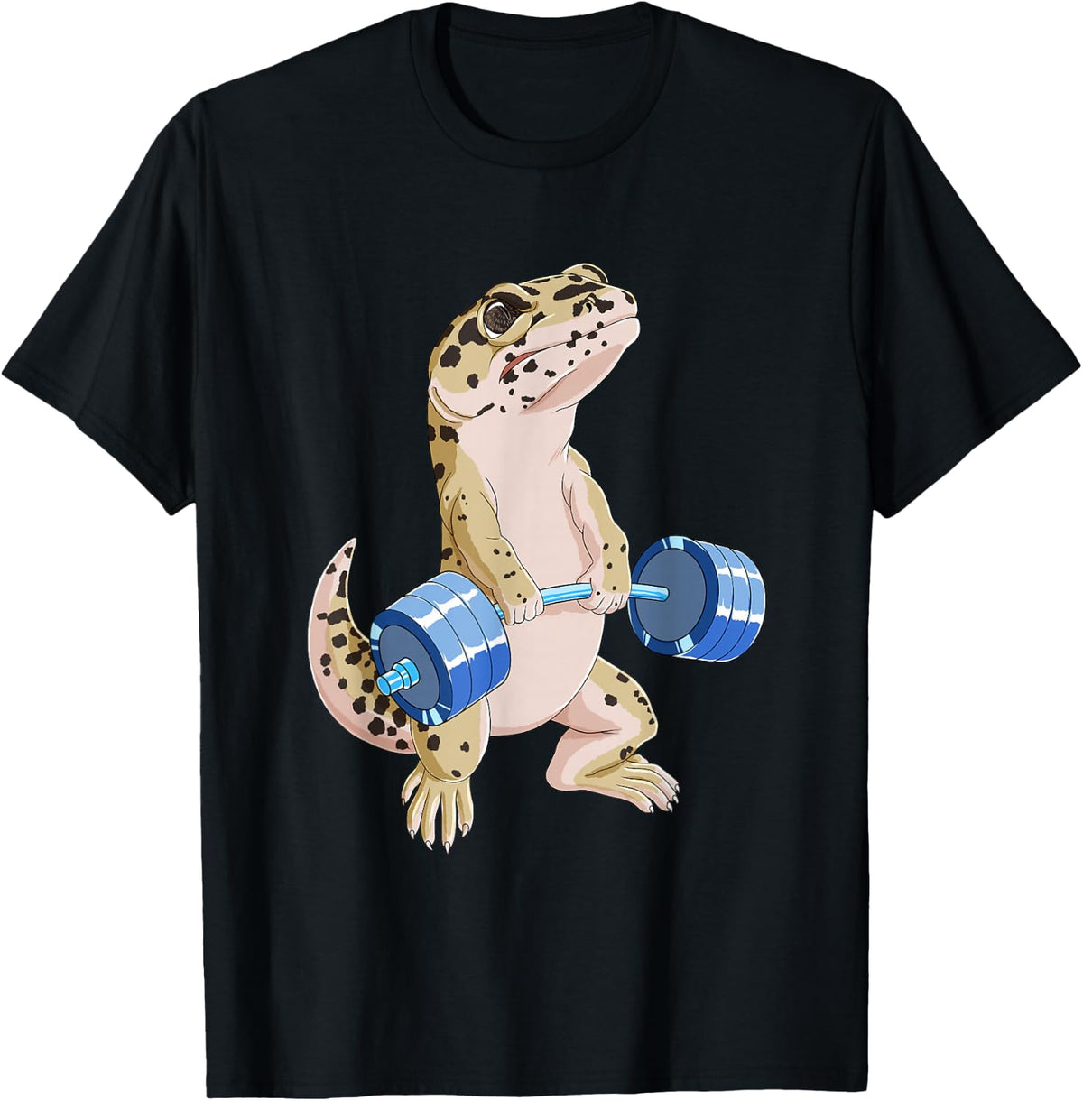 Funny Deadlift Weightlifting Reptile Leopard Gecko T-Shirt - Black