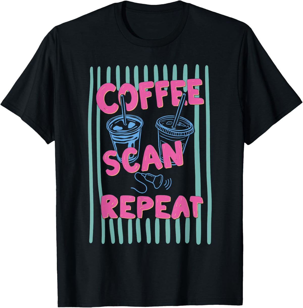 Retro Coffee Sonographer Scan Repeat Ultrasound Tech RDMS T-Shirt - Black