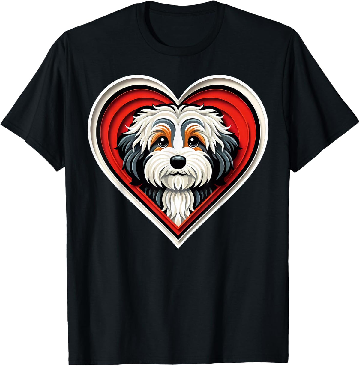 Aussiedoodle Heart Cute Puppy Dog Lover Shelter Rescue T-Shirt - Black