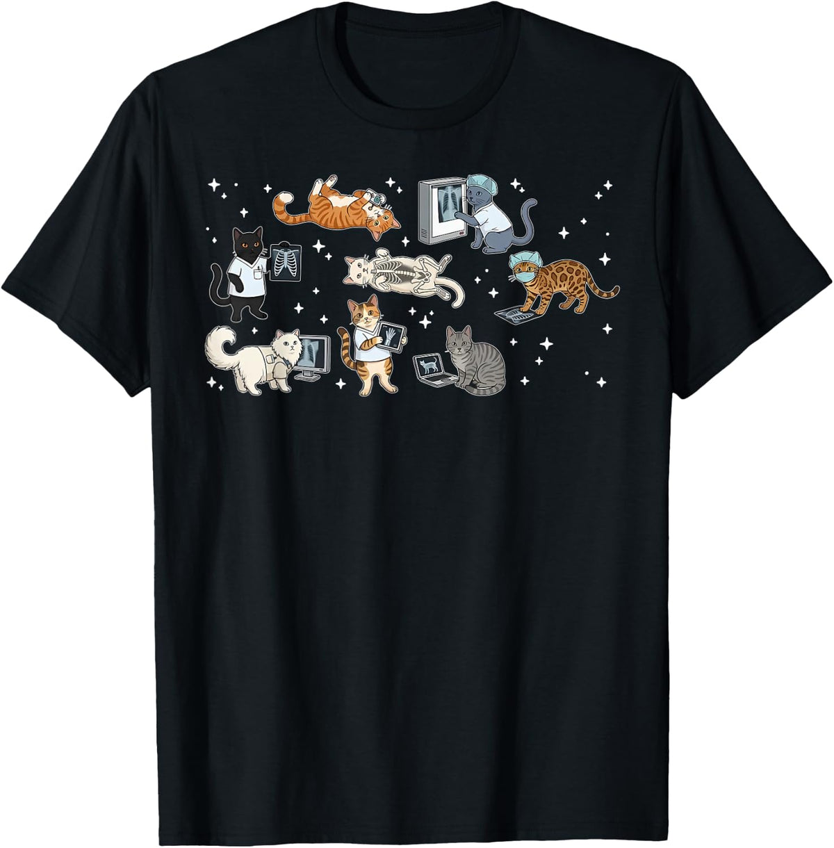 Funny Cat Vet Radiologist Veterinary Tech Radiology Crew T-Shirt - Black