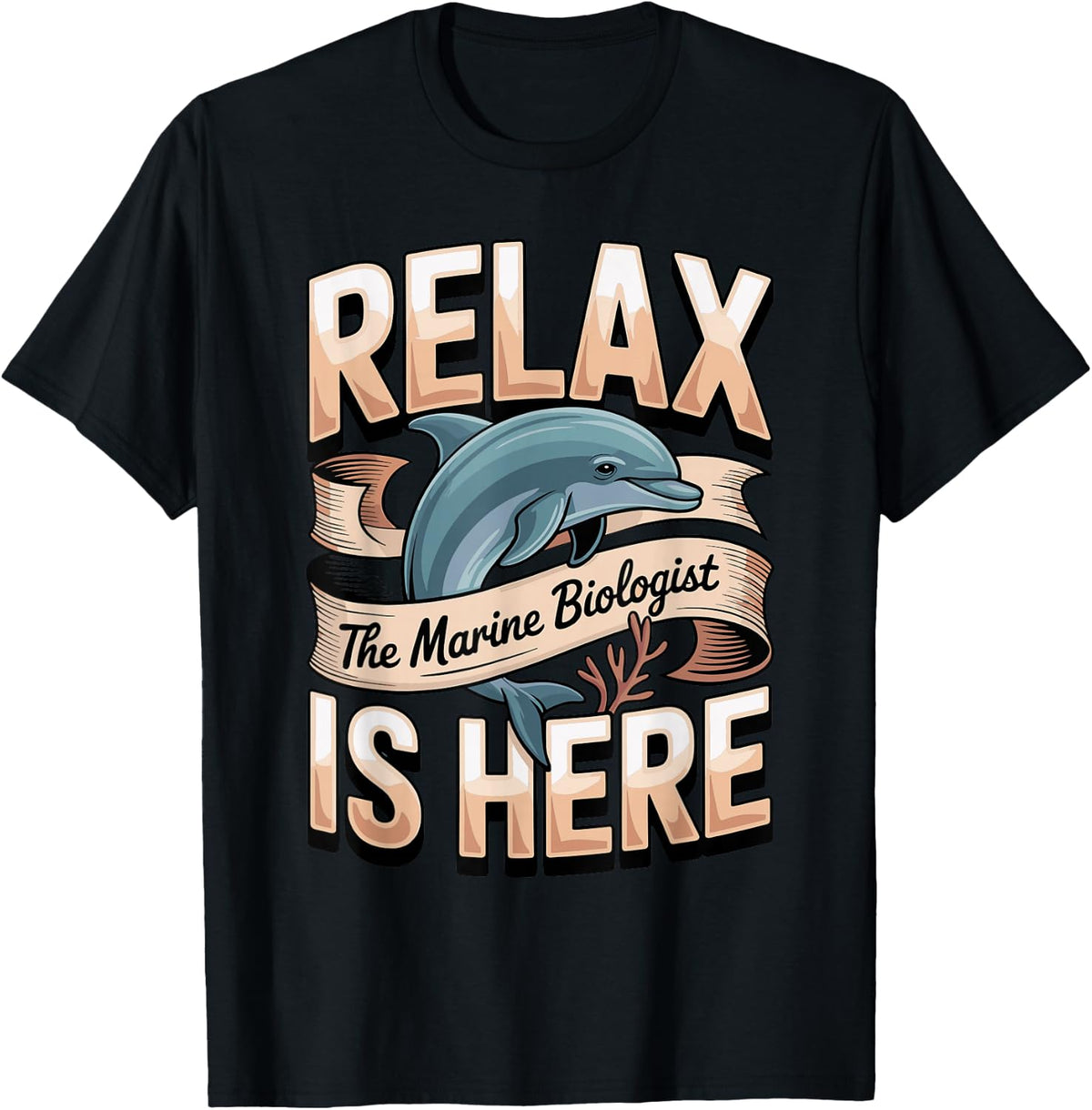 Relax the Marine Biologist is Here Shark Ocean T-Shirt - Black