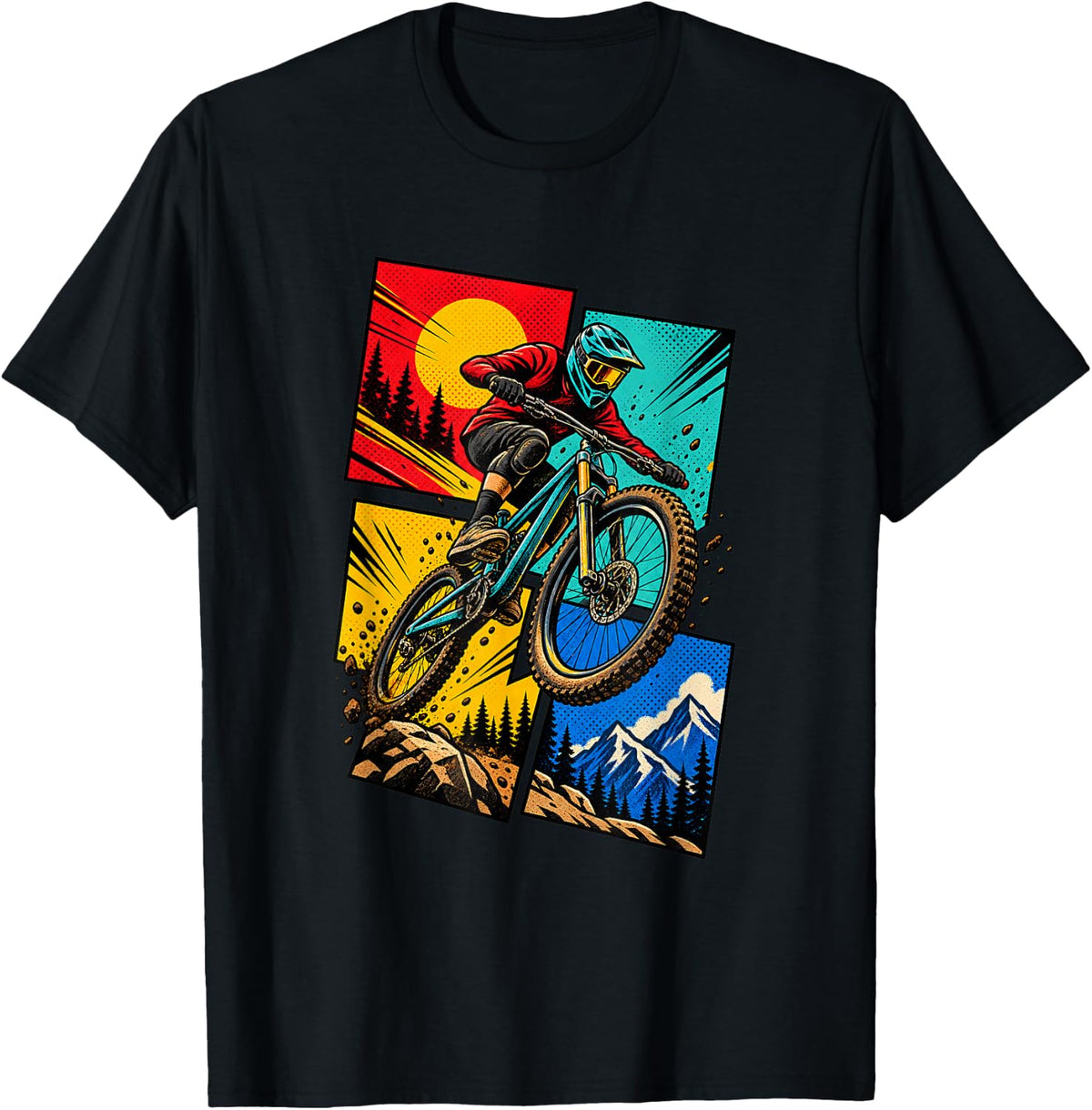 Mountain Bike Mountain Biking Downhill Trail T-Shirt - Black