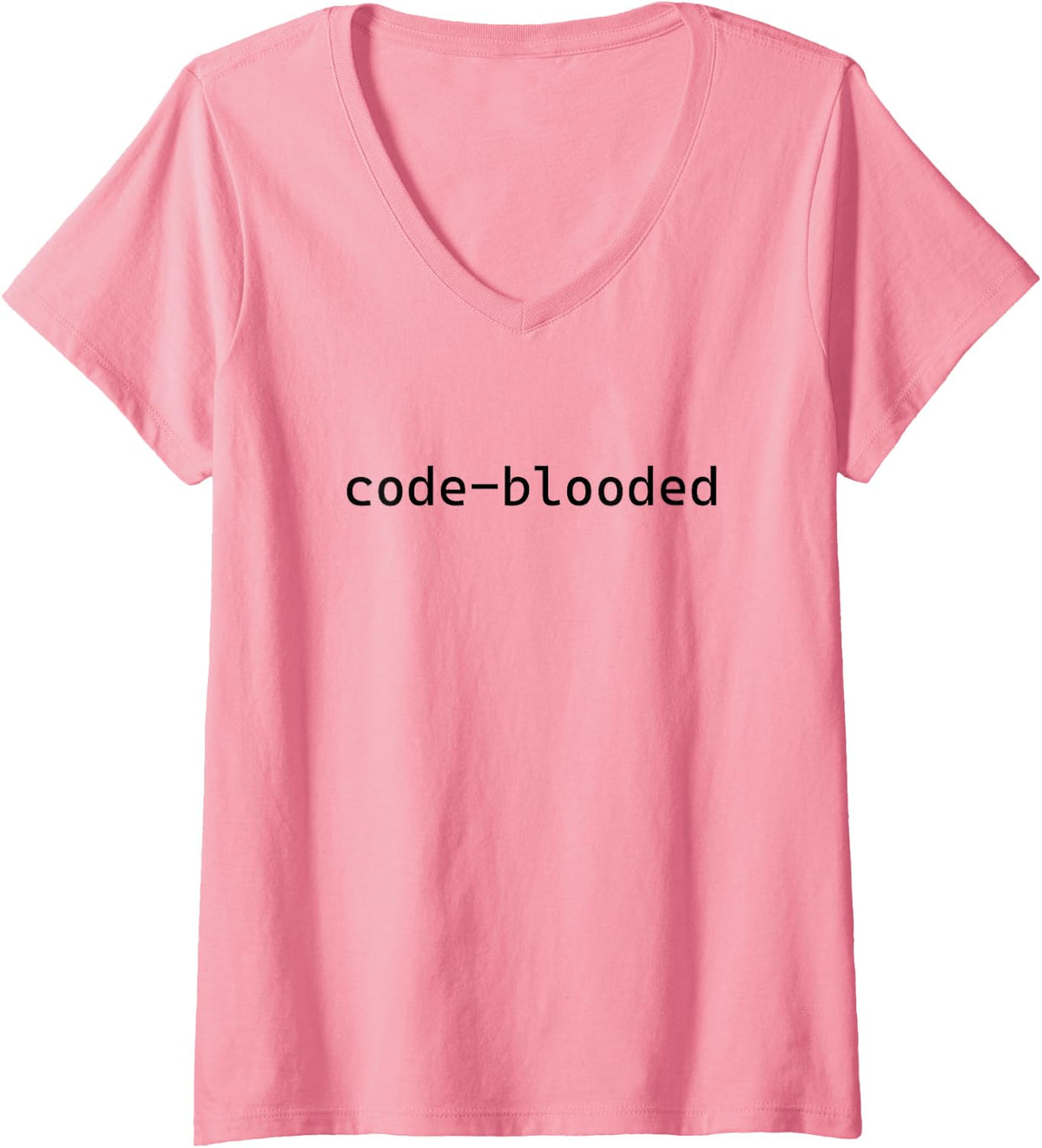 Women's Code Blooded Funny Code Programmer V-Neck T-Shirt - Pink