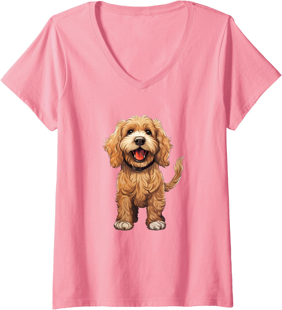 Women's Adorable Labradoodle Lovers Delight V-Neck T-Shirt - Pink