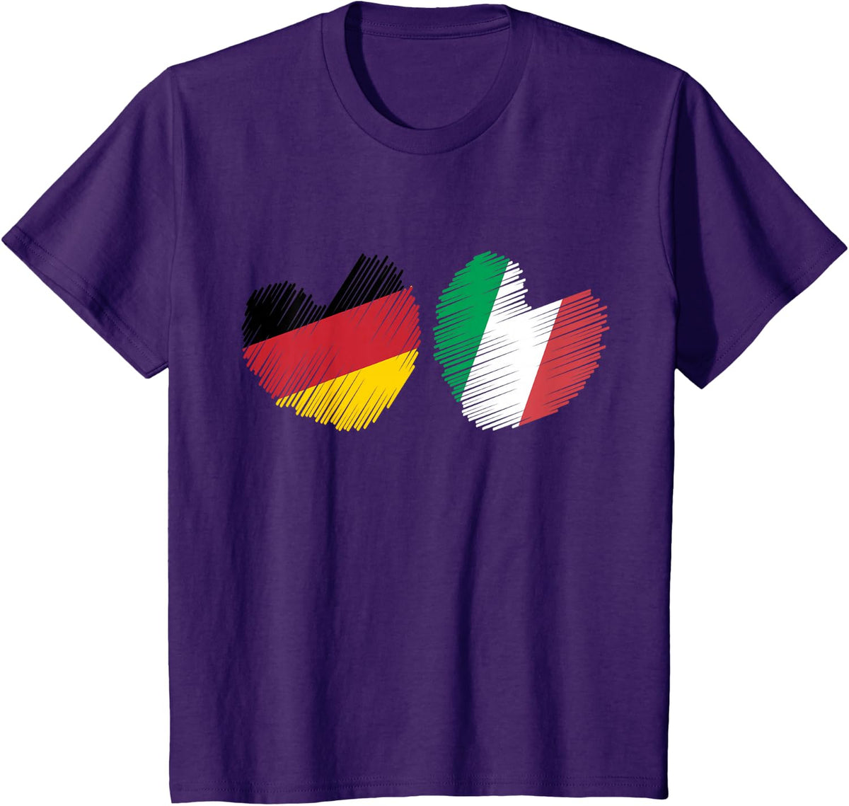 Germany Italy Heart Germany Flag Italy Flag Grunge Heart T-Shirt - Purple